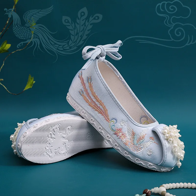 Chinese Ancient Style Cosplay Costume Hanfu Shoes Embroidered Shoes Woman Flats Women