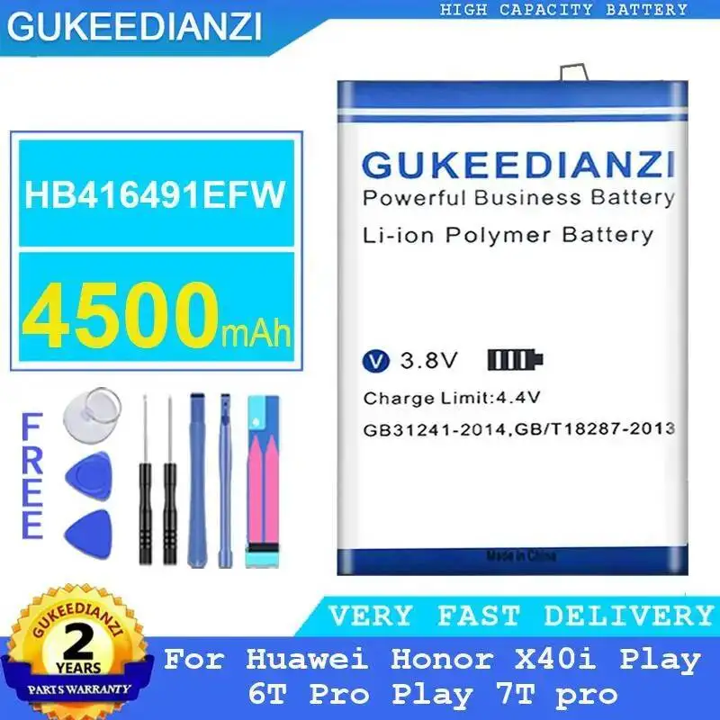 

High Compatibility High-Efficiency For Huawei Honor X40i Play 6T Pro 7T HB416491EFW 4500Mah Mobile Phone Battery