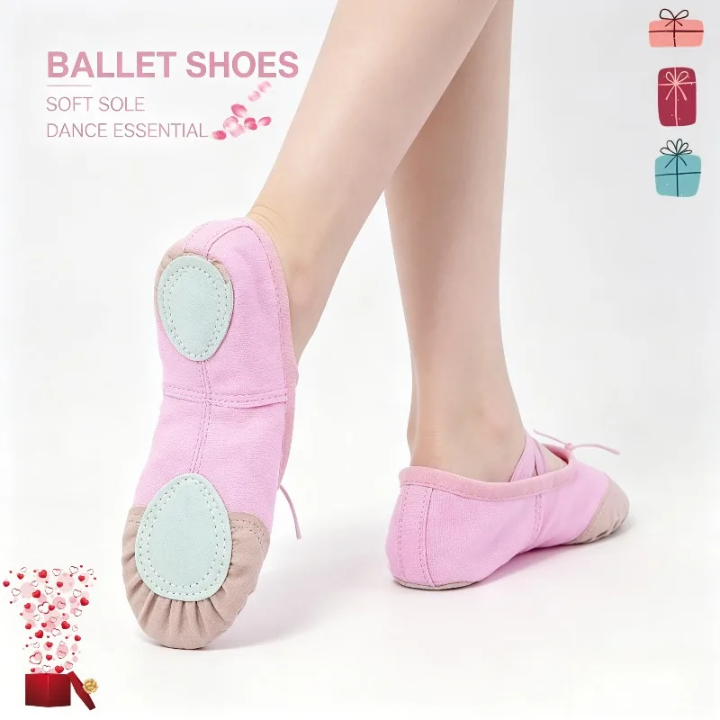 Kids Girls Ballet Dance Shoes No Tie Cat Paw Slippers Professional Exam Training Dance Nude Pink  Casual  Ballet Dance Shoes
