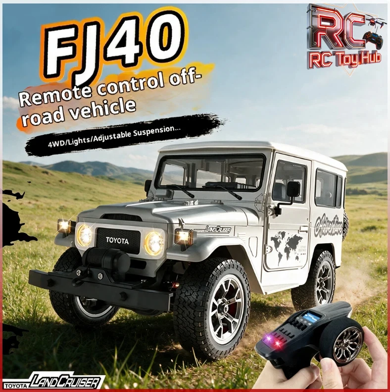 Hengguan Fj40 Rc Off Road Car 1 16 Scale 4Wd Remote Control Retro With Led Lights Winch Outdoor Rock Crawling Hobby Gift