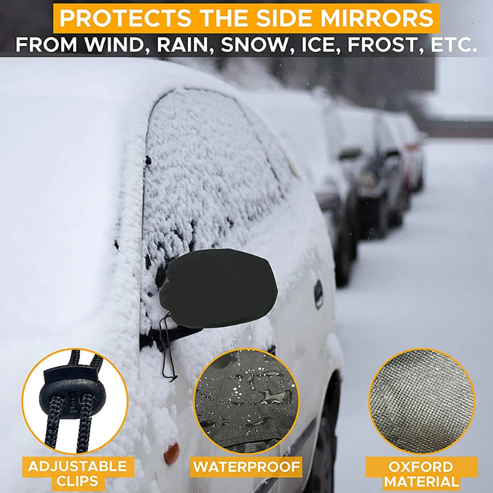 1Pair Rearview Mirror Snow Cover Winter Left and Right Side Mirror Protector Oxford Cloth Snow Freeze Dust Cover Car Accessories