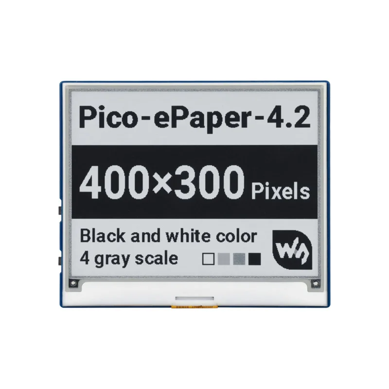 Waveshare 4.2inch E-Paper E-Ink Display Module For Raspberry Pi Pico, 400×300 Pixels, Black / White, SPI Interface