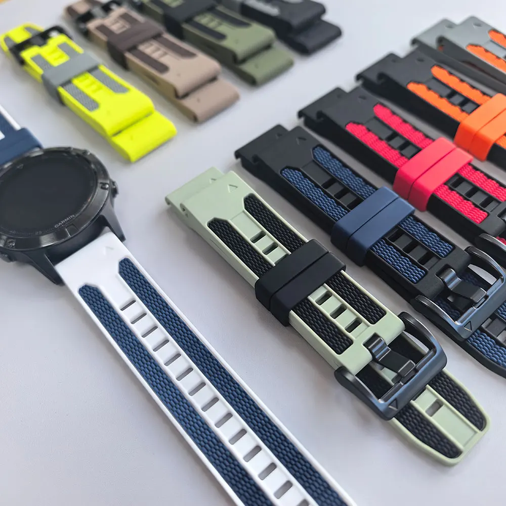 Two-tone Silicone Watch Strap 22/26mm For Garmin Fenix 8 Pro 8 E 7X 7 6 5X Plus/Instinct 2X/Tactix 8 7/forerunner 970 Watch band