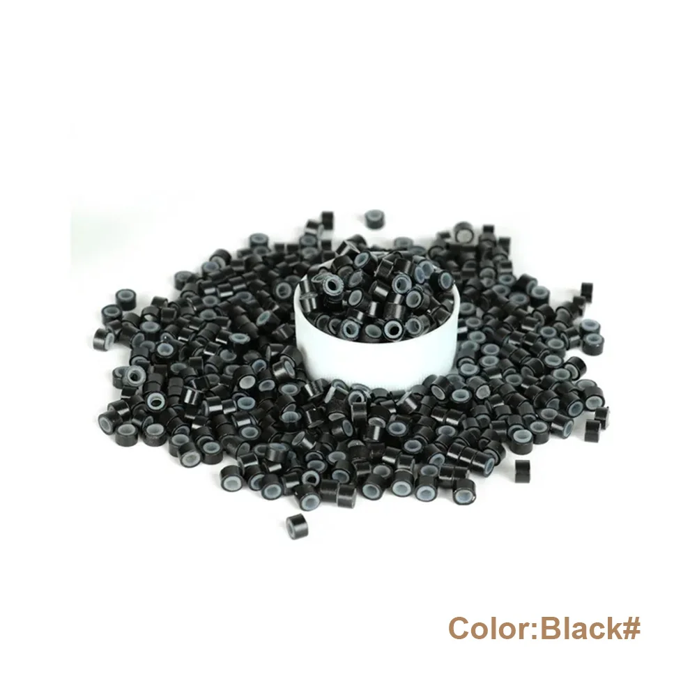 500 Pcs Hair Extensions Ring Silicone Lined Micro Rings Links Beads 5mm Lined Beads for Hair Extensions Tool