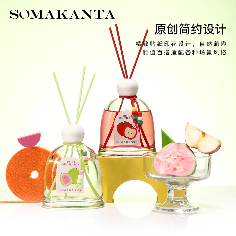 150ml Fruit Reed Diffuser Oil Apple Guava Lychee Grape Luxury Aroma Fragrance Ornament Kit For Hotel SPA Bathroom Bedroom