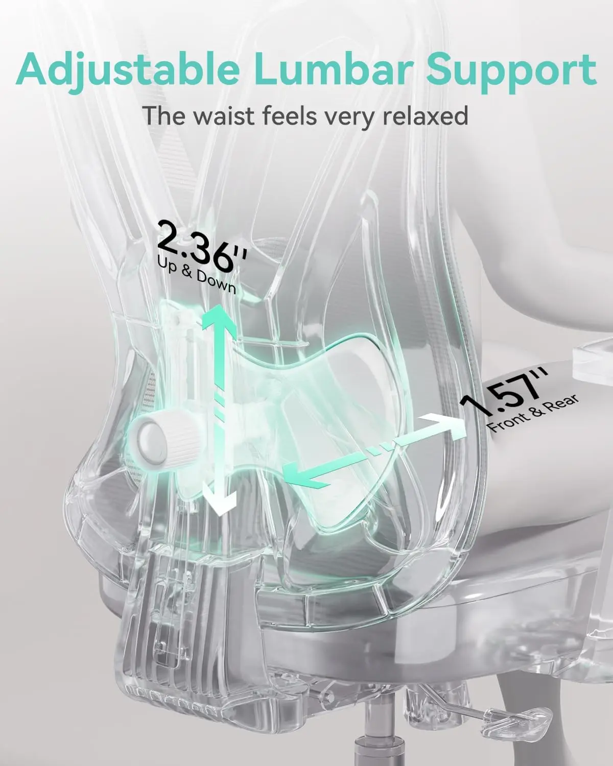 Hbada P5 Ergonomic Office Chair, Desk Chair with Adjustable Lumbar Support and Height, Comfortable Mesh Computer Chair with Footrest 2D Headrest, Swivel Tilt Function White view 3