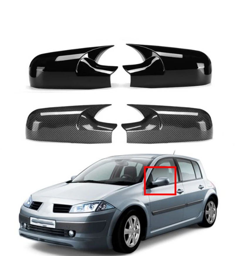 

Rearview Side Mirror Cover For Renault Megane 2 MK2 2002-2009 Car Wing Cap Sticker Exterior Door Case Trim Carbon Fiber Black