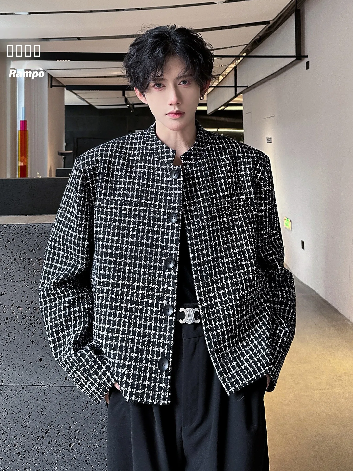 

Мужской осенне-зимний пиджак с подплечниками, премиум-класса, в клетку, в западном стиле, для молодежи, для повседневной носки, из полиэстера.