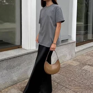 Midi -Rock des flüchtigen Satins für Frauen, hohe Taille mit elastischer Taille, feminine Röcke, schicke Mode 10 Hauptverkaufsrock Midi Satin - №2