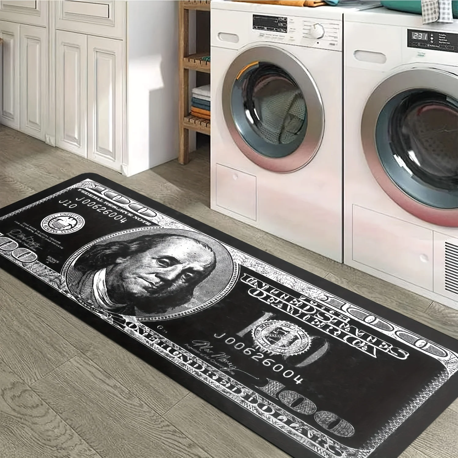 VIKAMA Karpet Ruang Tamu Flanel Karpet Ruang Tamu Gambar Uang Kertas Karpet Kamar Tidur Ruang Permainan Dekorasi Rumah