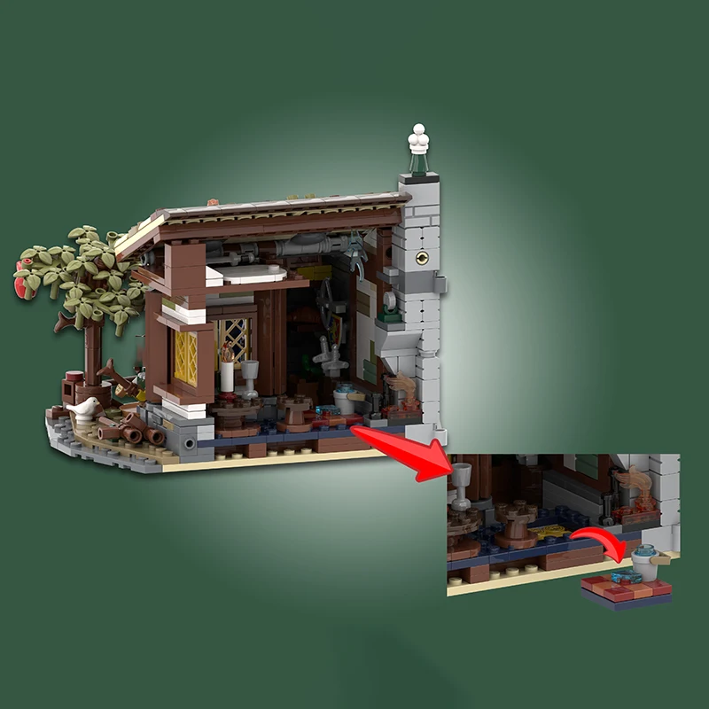 MOC medieval street scene building next door hut resident house camp model DIY assembly building blocks toy Christmas gift