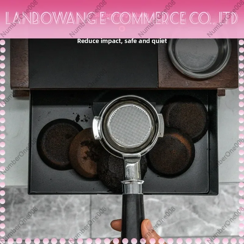 Drawer Type Solid Wood Coffee Tamping Station Multi Functional Espresso Work Station with Storage for Tamper and Portafilter