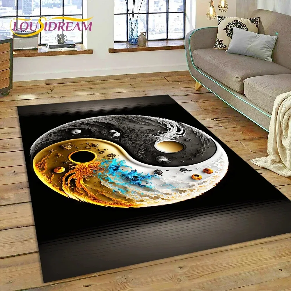 Nature Yin Yang Chinese Tai Chi Bagua Carpet Rug for Bedroom Living Room Home Sofa Decoration,Child Game Large Decor Floor Mat