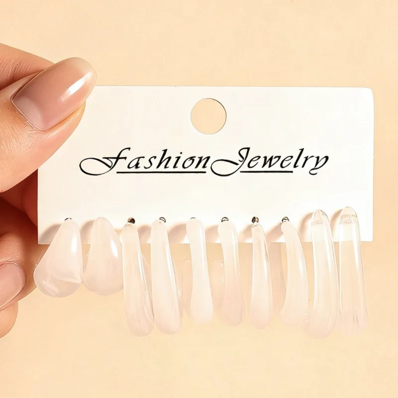 New Early Spring and Summer Resin Water Drop Earrings Sweet Style Simple and Versatile Fashion Personalized Earrings for Women