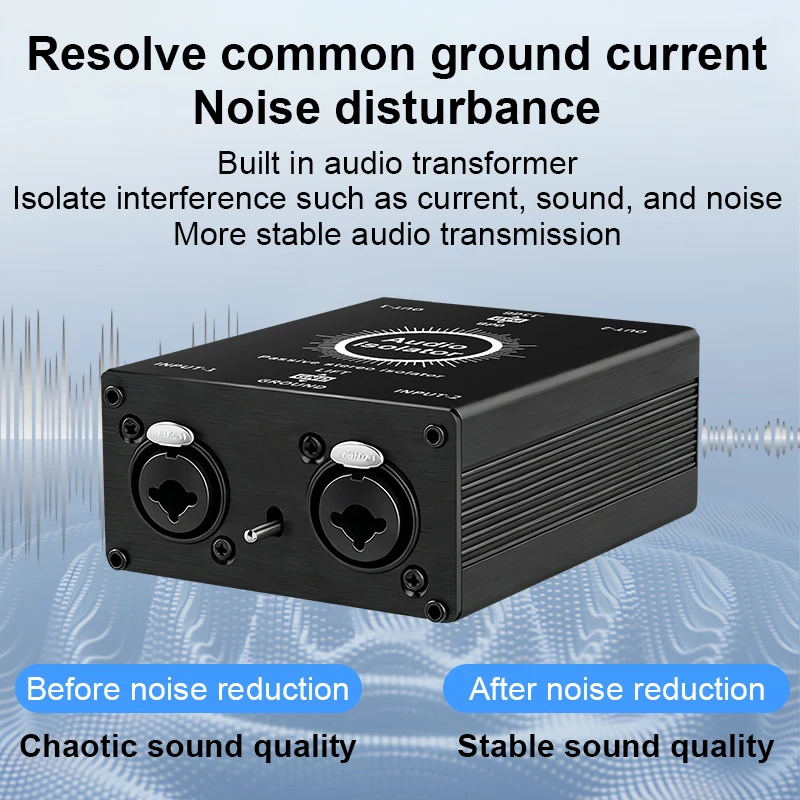 XLR 6.35 HiFi Stereo Audio Isolation Box with Ground Loop Isolator Noise Filter Hum Eliminator for Audio System Eliminate Hum