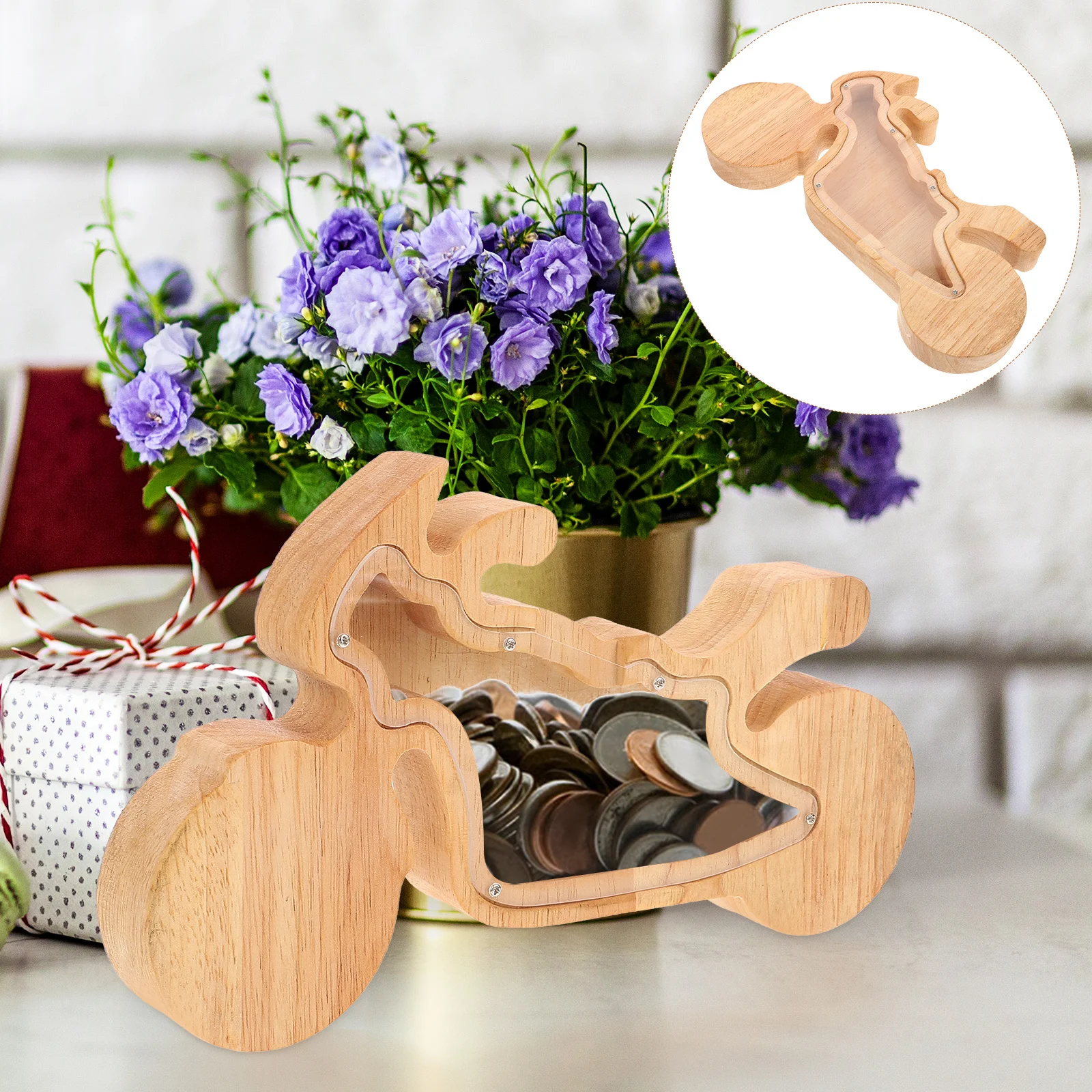 وعاء نقود على شكل حيوان من الخشب والأكريليك المبتكر، وعاء توفير شفاف لهدايا أعياد الميلاد، حامل نقدي للنشاط التجاري #6