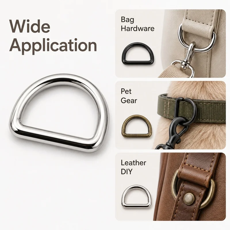 10Pcs 16mm/20mm/25mm Metal D Ring Buckles for Handbag Backpack Strap Anchor Handle Belt Webbing Pet