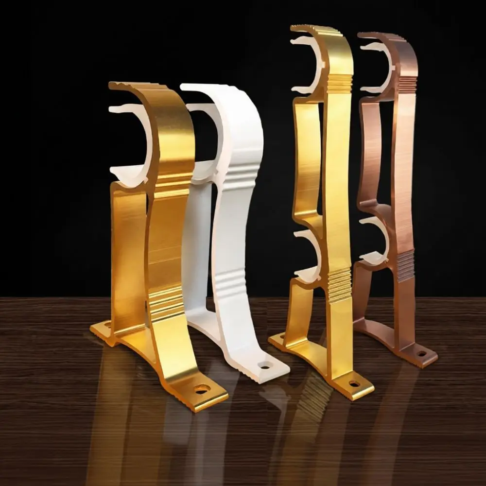 Heavy Duty Aluminum Curtain Pole Bracket Adjustable Wall Ceiling Holder For Single Or Double Drapery Rod Installation