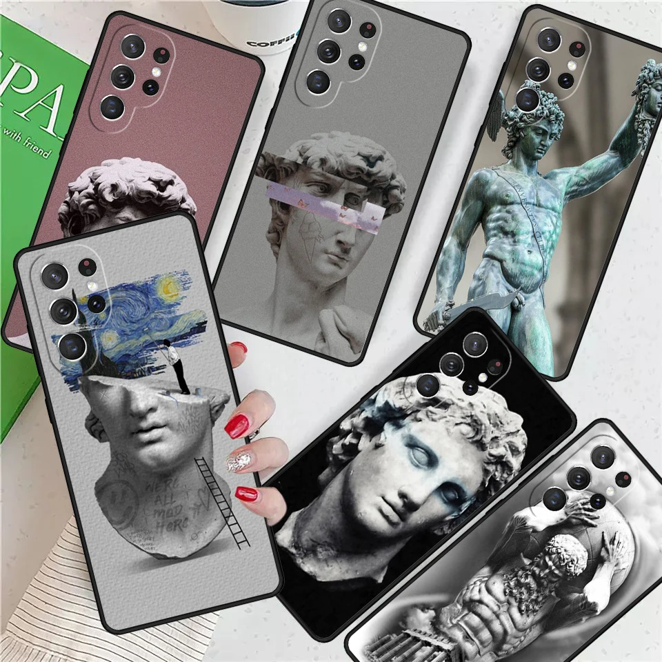 Greek Statue Wearing Hoodie For Samsung Galaxy S24 Ultra S21 S22 S8 S9 S10E Note 10 20 Plus FE S23 Phone case Cover Coque