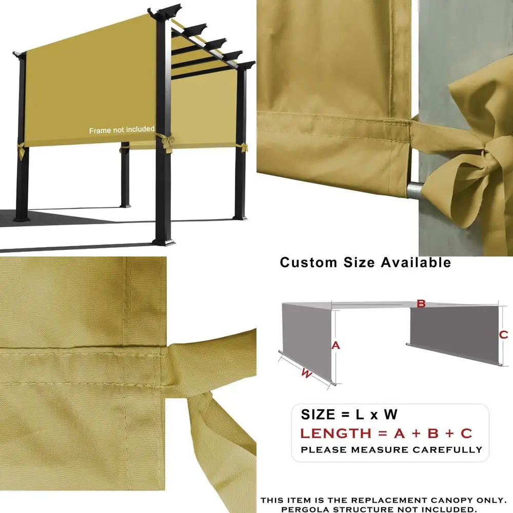 

Waterproof Pergola Canopy Replacement Cover - Outdoor Patio Sun Shade Cover, 15 Feet x 6.5 Feet, Sand Color