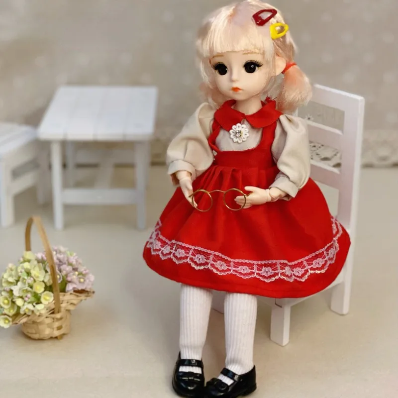 

Red Dress 30cm BJD Doll Cute Princess Dress with 23 Joints