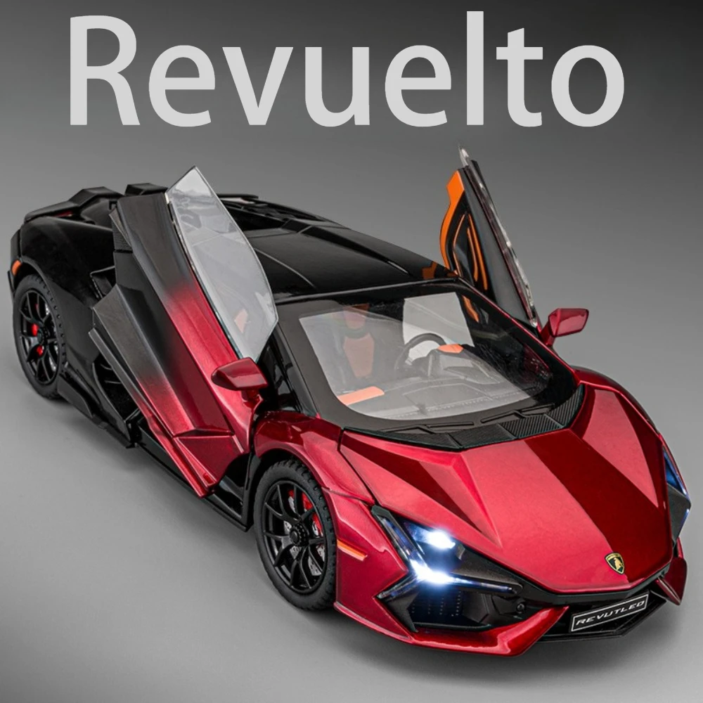 

1:24 Revuelto Sian Toys, автомобиль, литые под давлением модели из сплава, спортивные машины, двери, открытый звук, свет, откат, миниатюрный автомобиль, модные украшения