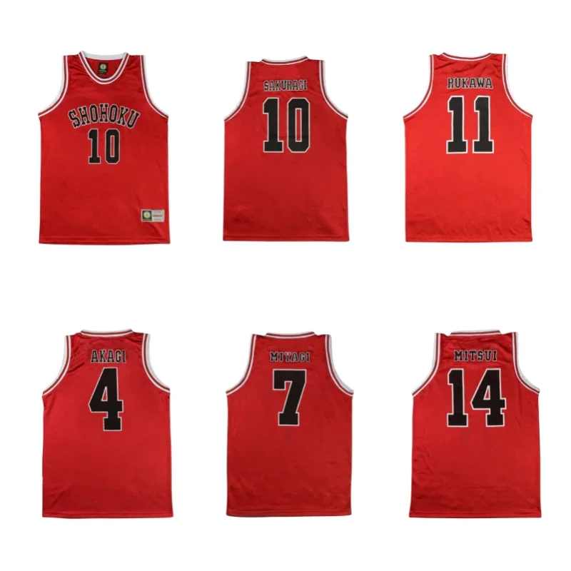 

Anime Shohoku Basketball Jersey Mens ANZAI Akagi KOGURE MIYAGI SAKURAGI RUKAWA MITSUI Basketball Shirt Tank Tops Red