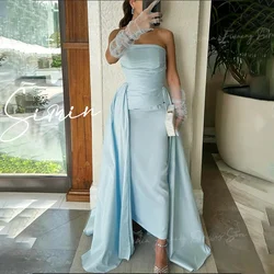 Simin-Women's Crepe Pleat, Close-fitting and Floor-Length, Formal Party Gown, Saudi Strapless elegant Evening dresses, 2024