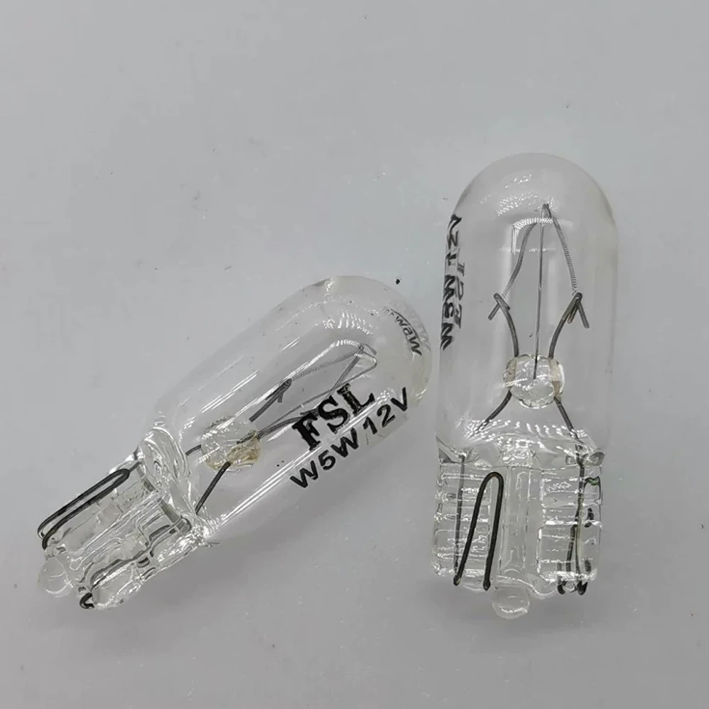 HoneyFly 10pcs T10 Halogen Lamp 12V/24V W3W W5W 3W 5W Quartz Glass Bulb Warm White Motorcycle Car Instrument Lights
