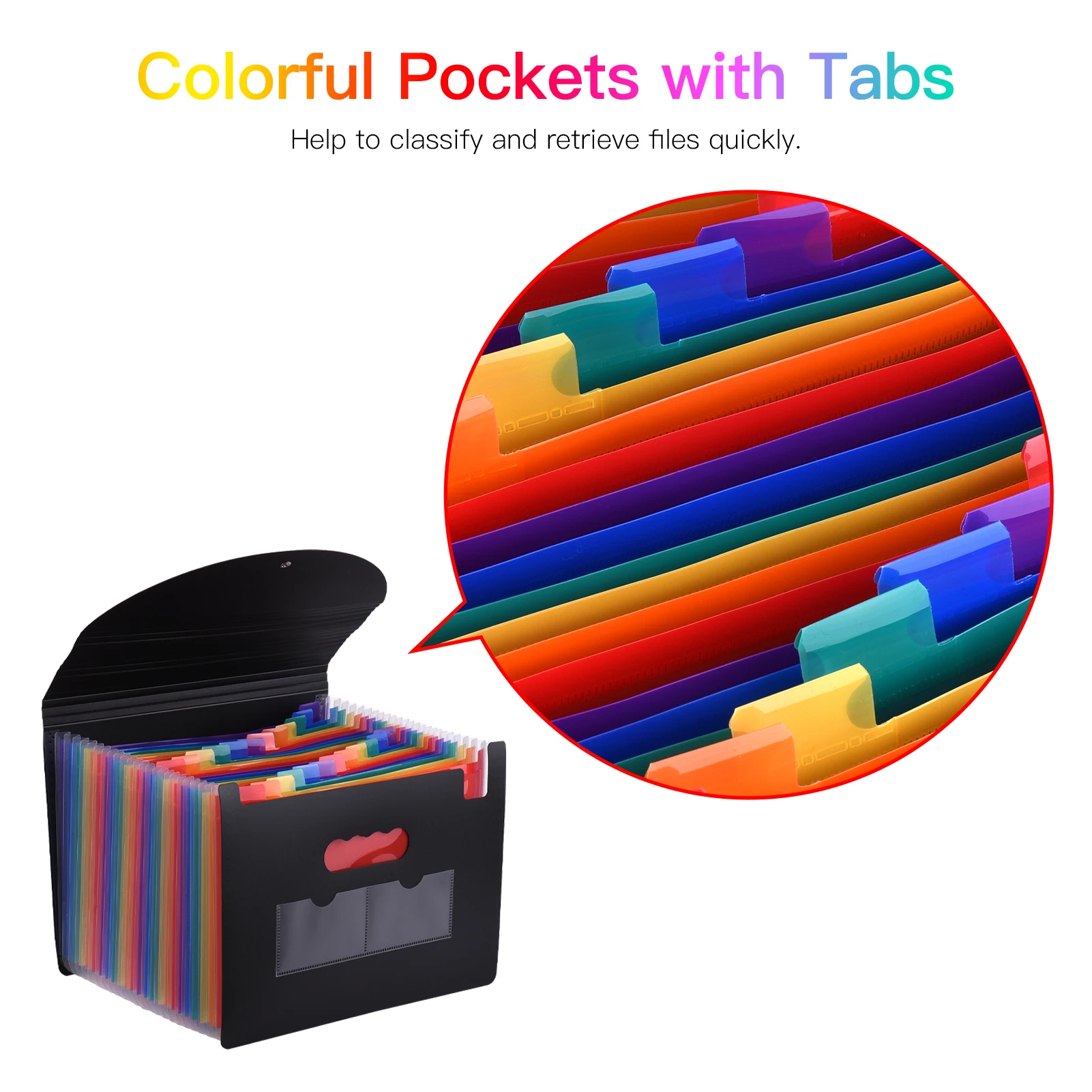 24 Pockets Expanding File Folder with Cover Accordian File Organizer Document Organizer Rainbow Color for Home Office School