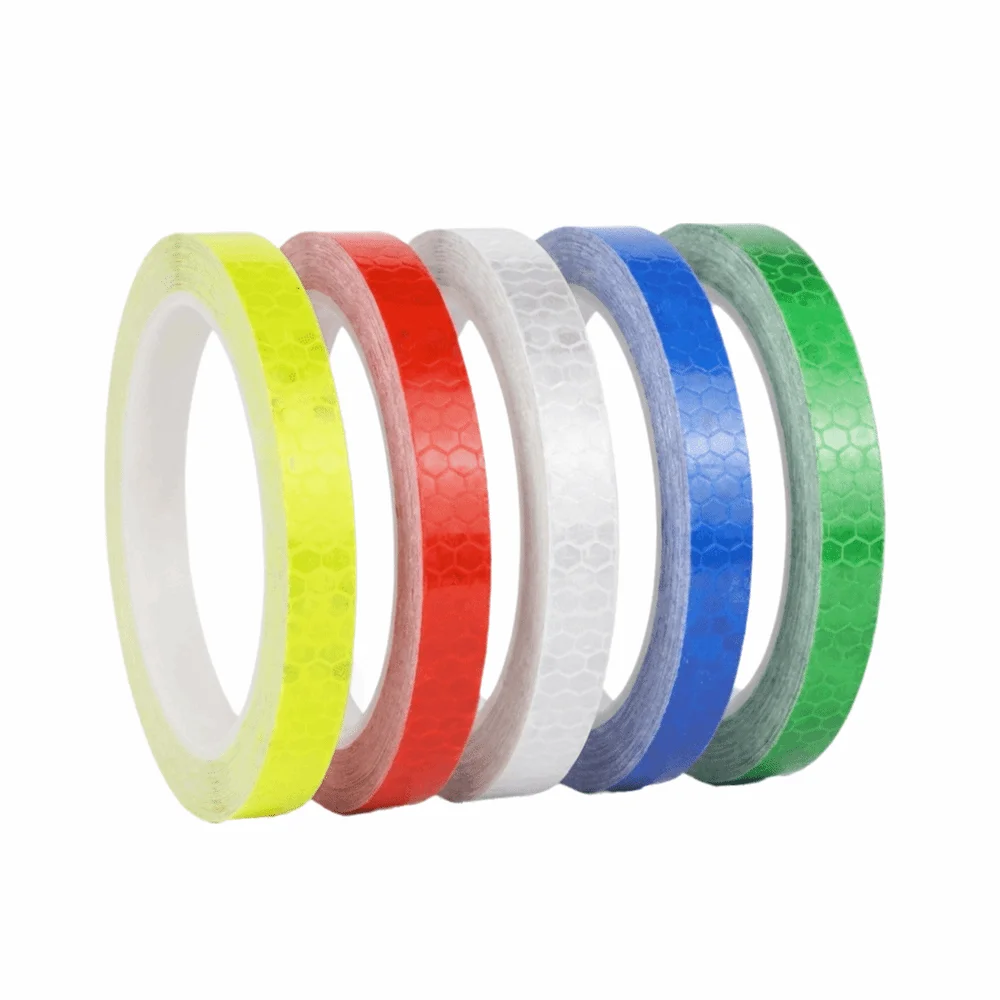 

5PCS 0.4In x 26 Feet Bike Reflective Sticker Hexagonal Pattern Waterproof BicycleReflective Tape High Viscosity