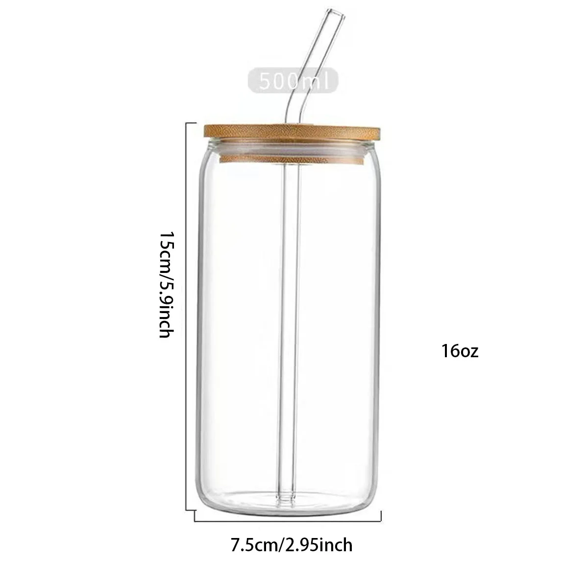4 قطع من أكواب الشرب مع أغطية وقش زجاجي - 16 أونصة على شكل كوب زجاجي، كوب صودا بوبا والشاي وكوكتيل والبيرة والثلج والقهوة #6