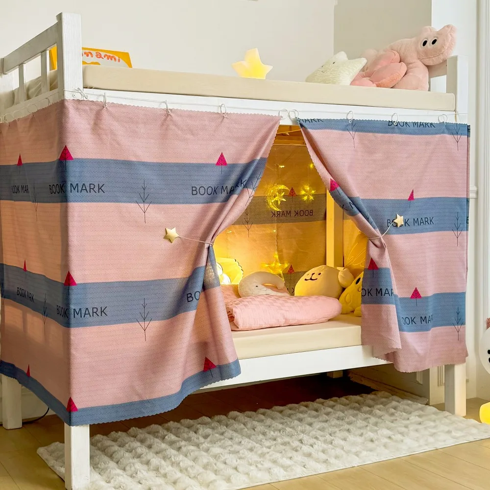 VIKAMA Blackout Bunk Bed Curtain Privacy Enclosure for Dorm & Desk Dustproof