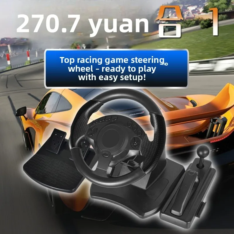 270° Rotation Racing Wheel with Programmable Buttons & Dual Vibration for PC PS4 Xbox Switch Multi-Platform Controller