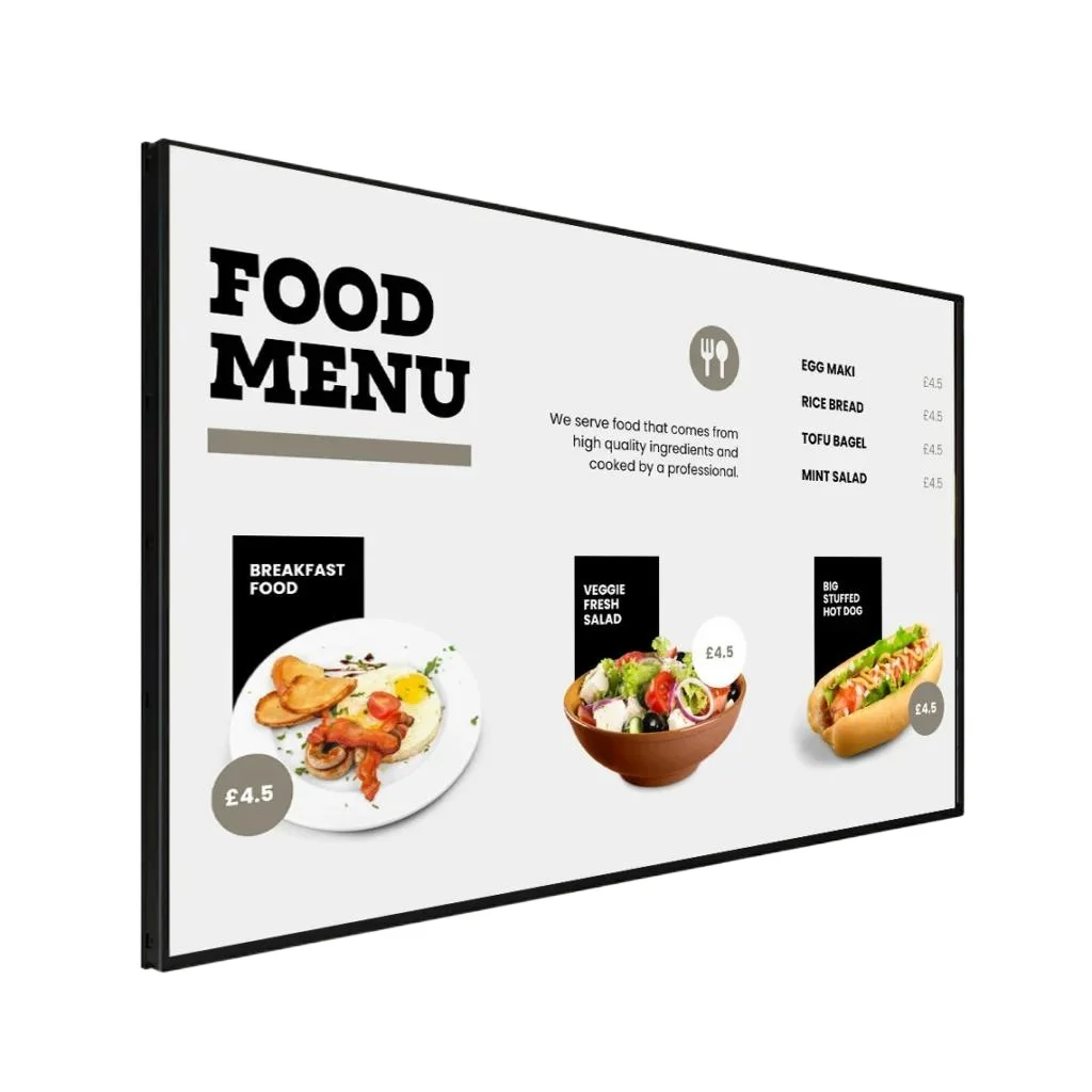 

LCD Free Wireless Narrow Frame Indoor Hanging Installation Advertising Display Restaurant Retail Store Digital Menu Board