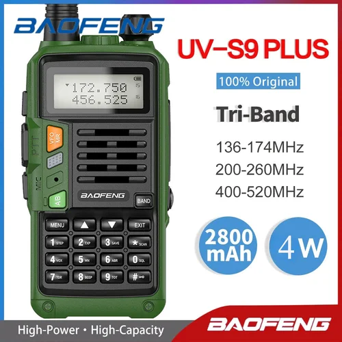 BaoFeng UV-S9 플러스 트라이밴드 장거리 햄 라디오 워키토키, VHF UHF 방수, 136-174Mhz, 220-260Mhz, 400-520Mhz, 16km