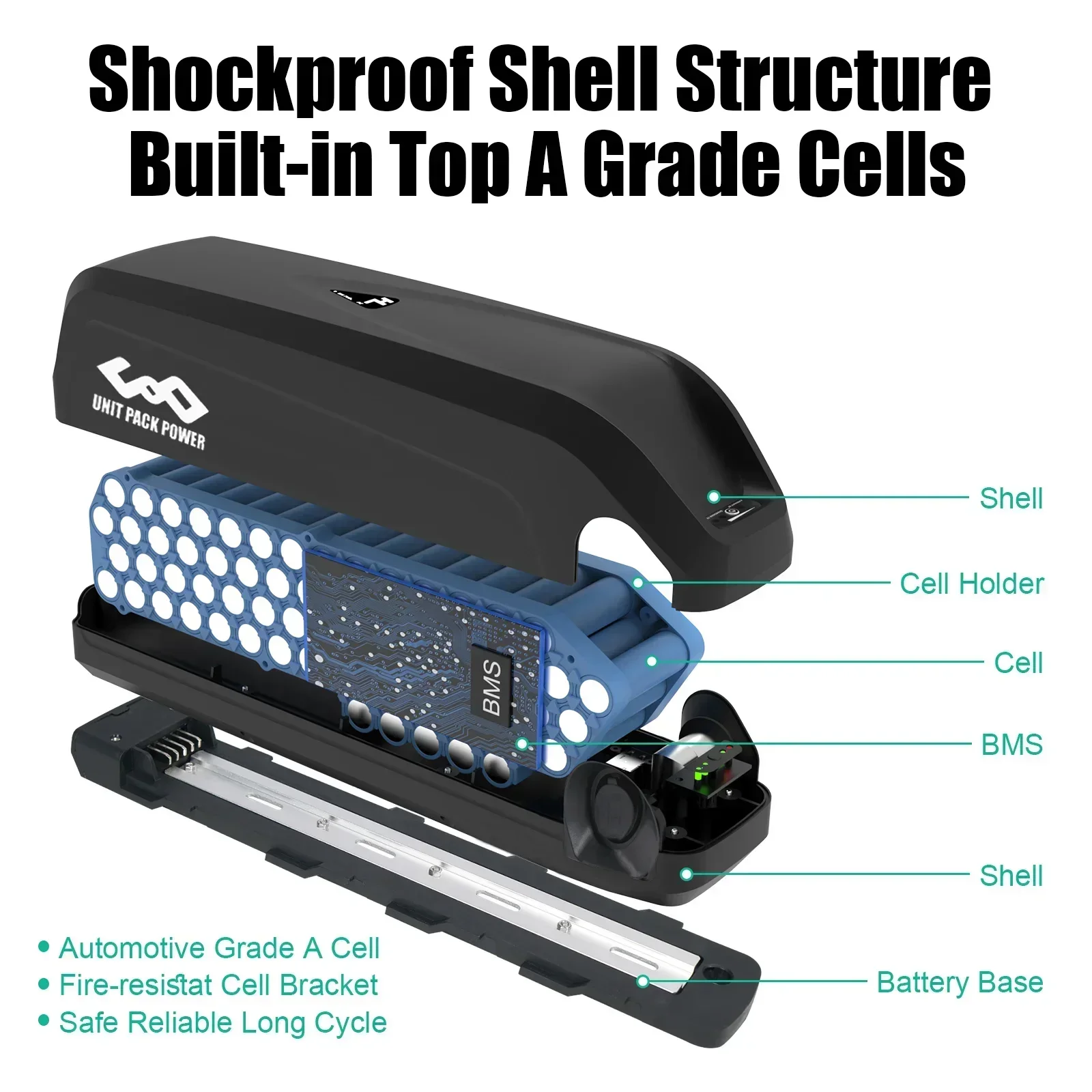 36V 48V 52V 14.4Ah 19.2Ah 28.8Ah L-G Te-sla Pack 21700 DownTube Ebike Battery Hailong for 1500W 1000W 750W 500W  350W 250W Motor