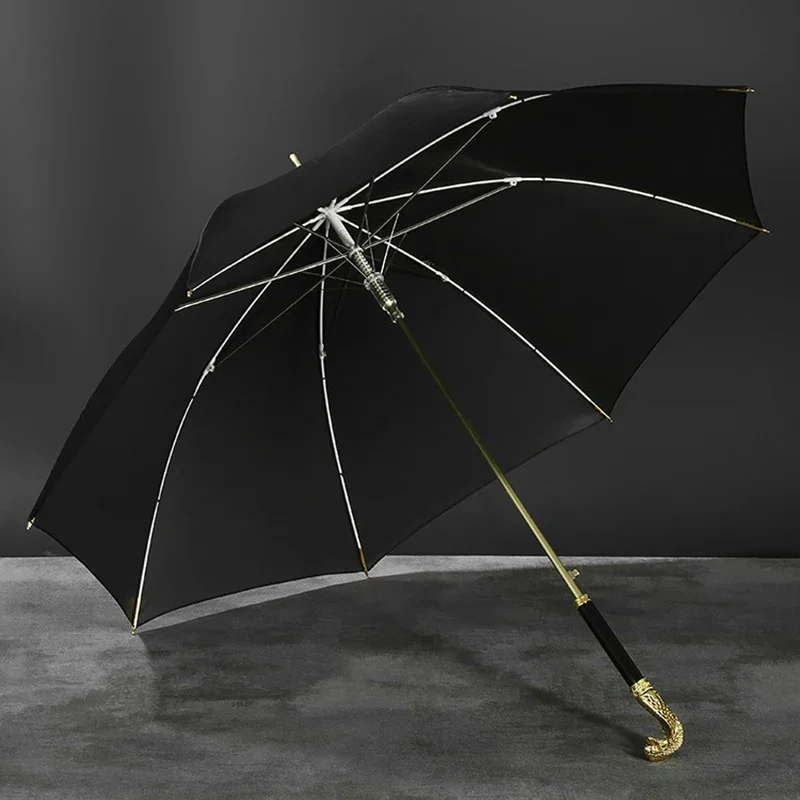 Chinese Zodiac Umbrella Luxury Gold Business Parasol Retrp Long Handle Umbrella Creative Animal Head Big Rainy Sunny Umbrellas