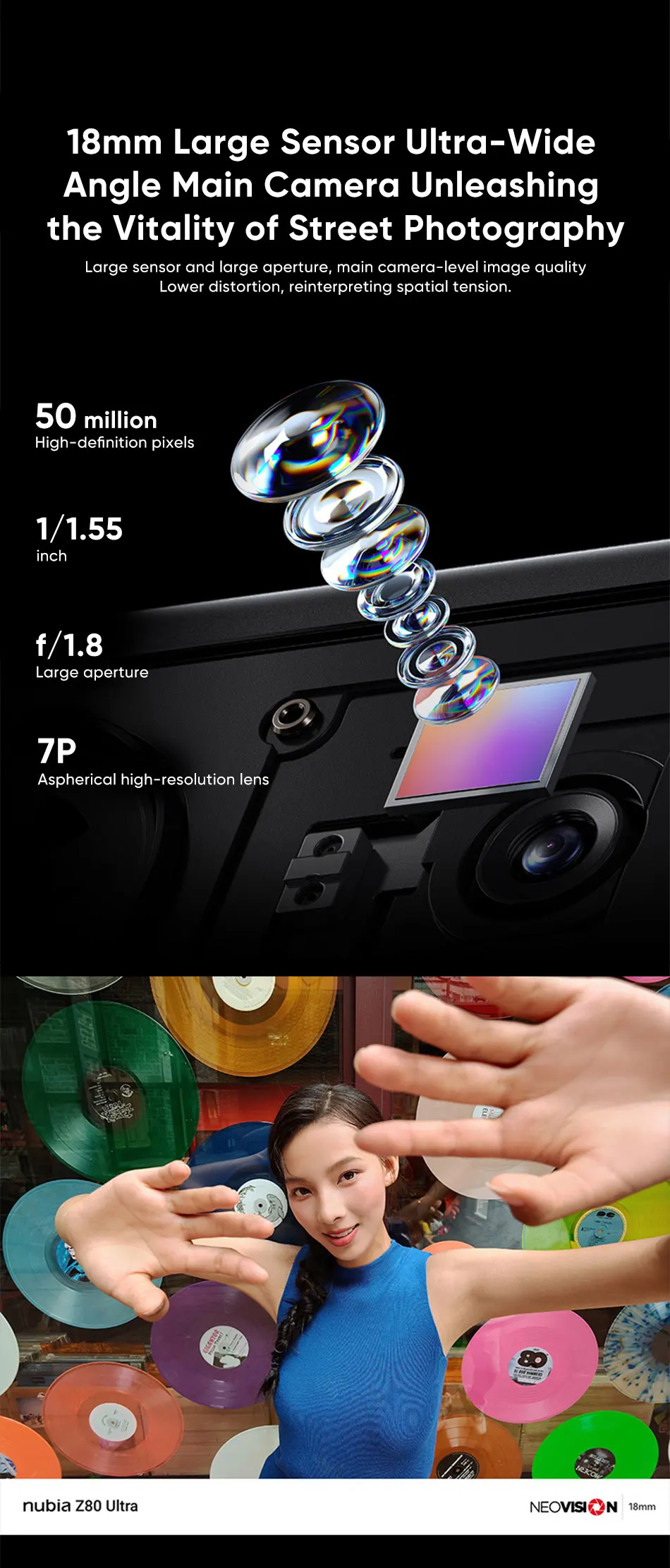 Globale Version ZTE Nubia Z80 Ultra 5G Snapdragon 8 Elite Gen 5 7200mAh 6,85'' 144Hz OLED-Display 90W Schnellladung 64MP+50MP KI – Detail 16