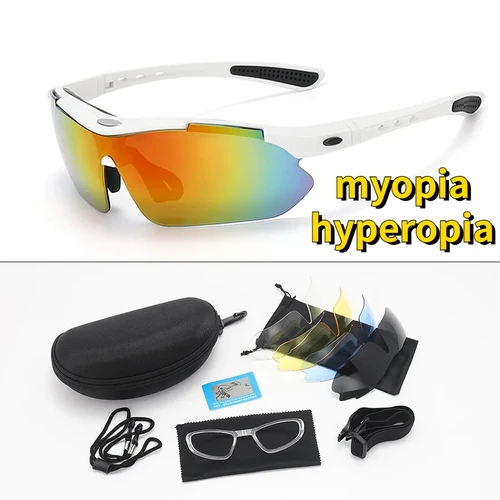 Gafas personalizadas para miopía, 5 lentes extraíbles, UV400, visión nocturna, polarizadas para exteriores, ciclismo de carretera, gafas de sol para montar en bicicleta