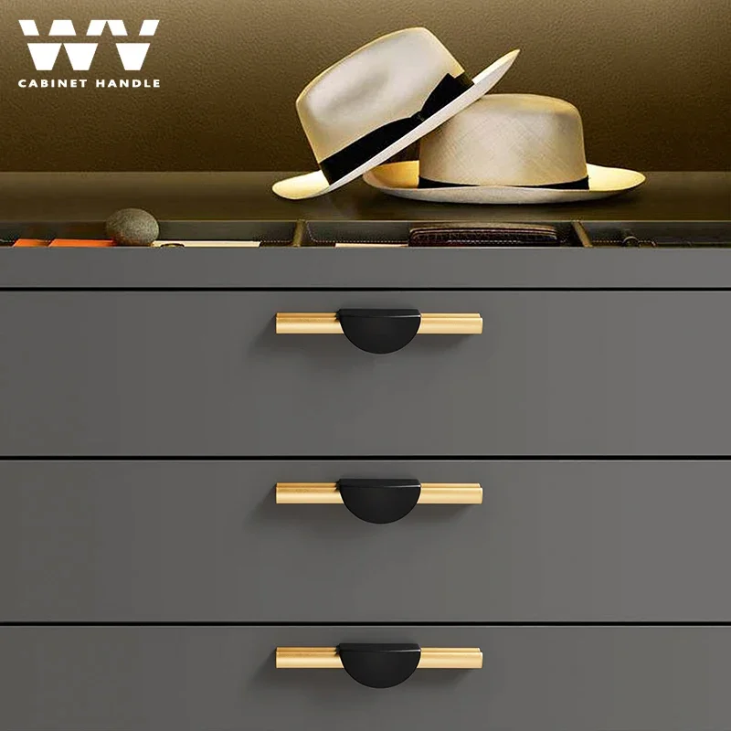 

YM American Cabinet Handle Black Gold Zinc Semicircle Kitchen Cupboard Drawer Pulls Door Furniture Handles Furniture Knob