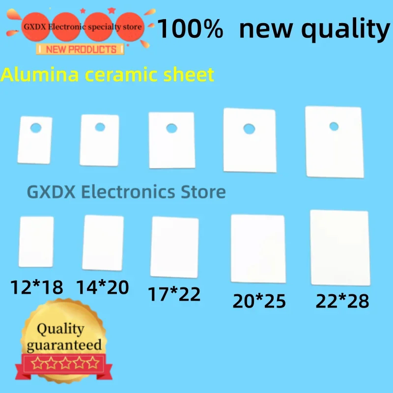 TO220/3P/247 12/14/17/20*18/20/22/25*0.6/1mm Hole Aluminum Oxide Alumina Insulation Thermal Conductive Ceramic Pad Gasket Sheet