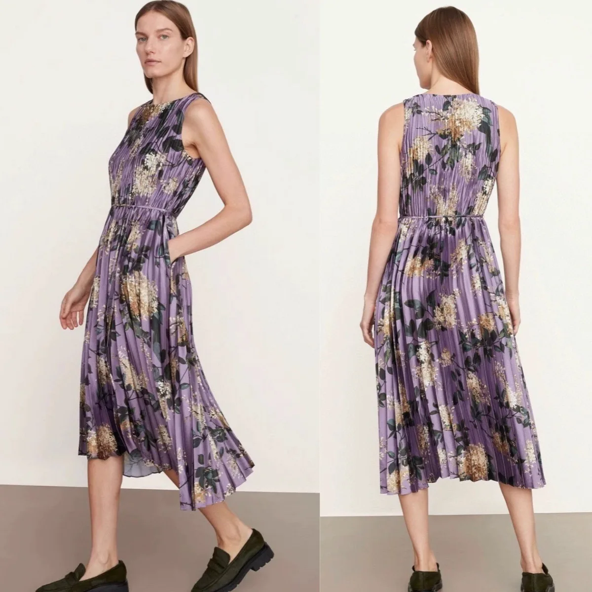

Purple Lilac · Dignified and Elegant Three-dimensional Pleated Acetic Acid Sleeveless Dress