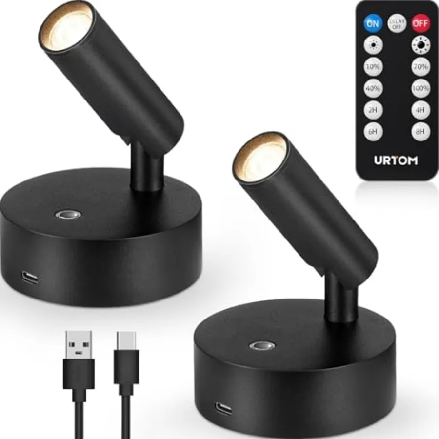 LED Wireless Spotlights Indoor with Remote Rechargeable Uplights with Timer Dimmable CRI 90+ Picture Light Battery Operated Spo