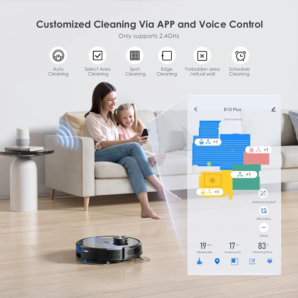 Robot autosvuotante aspirapolvere e Mop Combo, vivavoce fino a 60 giorni, aspirapolvere Robot 4000pa con programma, navigazione Lidar