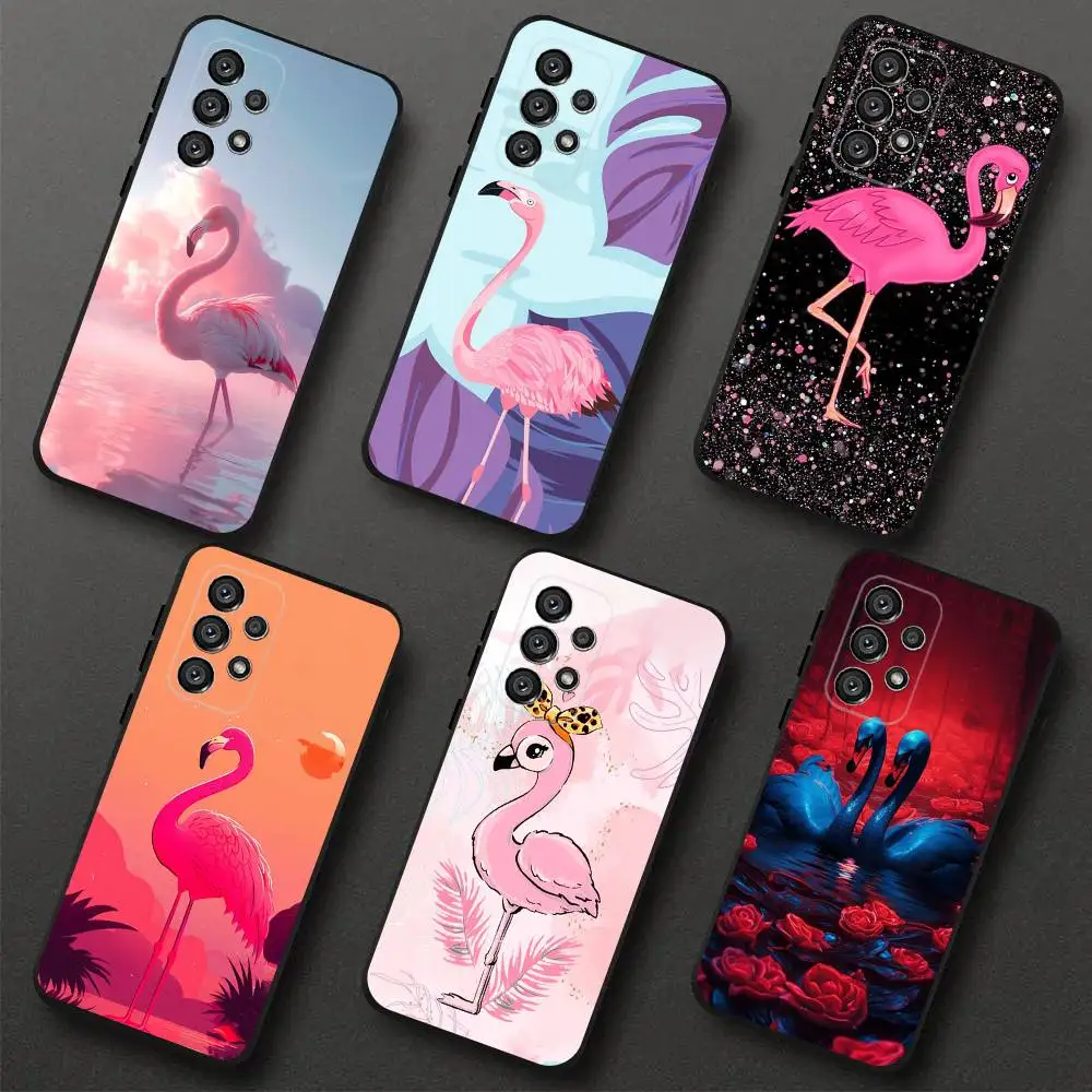 

Cute Pink Flamingo Phone Case For Samsung S 25,24,23,22,30,21,10,9,Ultra,Plus,Lite,FE,4,5G Black Soft Case