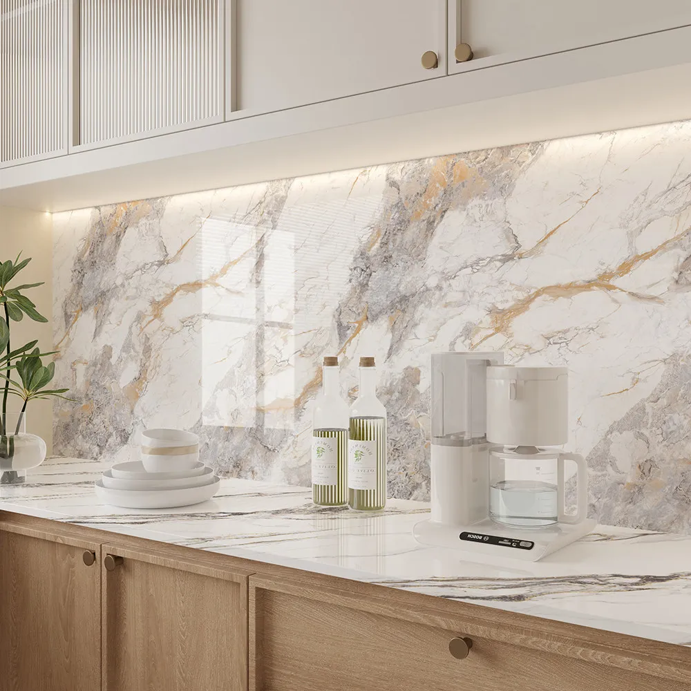 57cm Marble Self-Adhesvie Wall Paper Water-Resistant For Kitchen Counters Bathroom Dinning  Room Peel and Stick Wallpapers