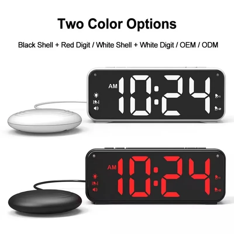 Dual Alarm Clock Large Display USB Charging With Ring Vibration Flash Light Modes variable backlighting ，Volume Control