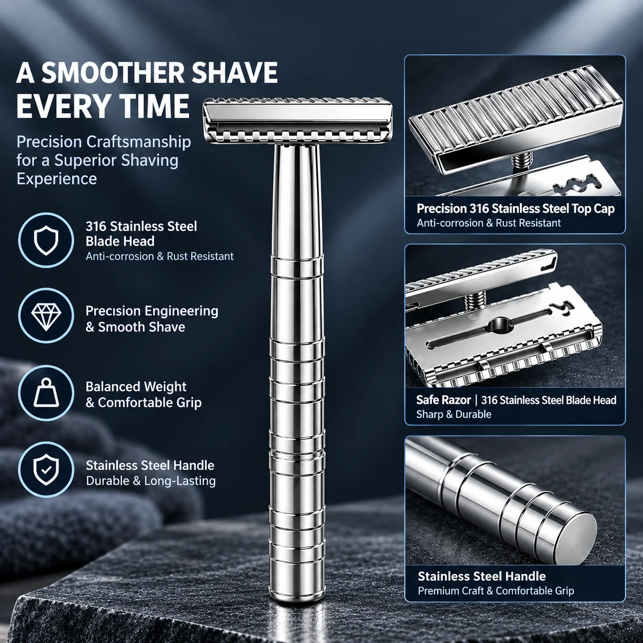 New Adjustable Safety Razor Double Edge Classic Mens Shaving Mild Aggressive 1-6 File Zinc Alloy Shaver With 10 Blades Gift Box