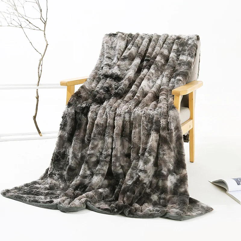 Faux Fur Throw Blanket Pv Plush Sleeping Blanket For Bed Couch Super Soft Lightweight Luxurious Cozy Warm Fluffy Plush Blanket